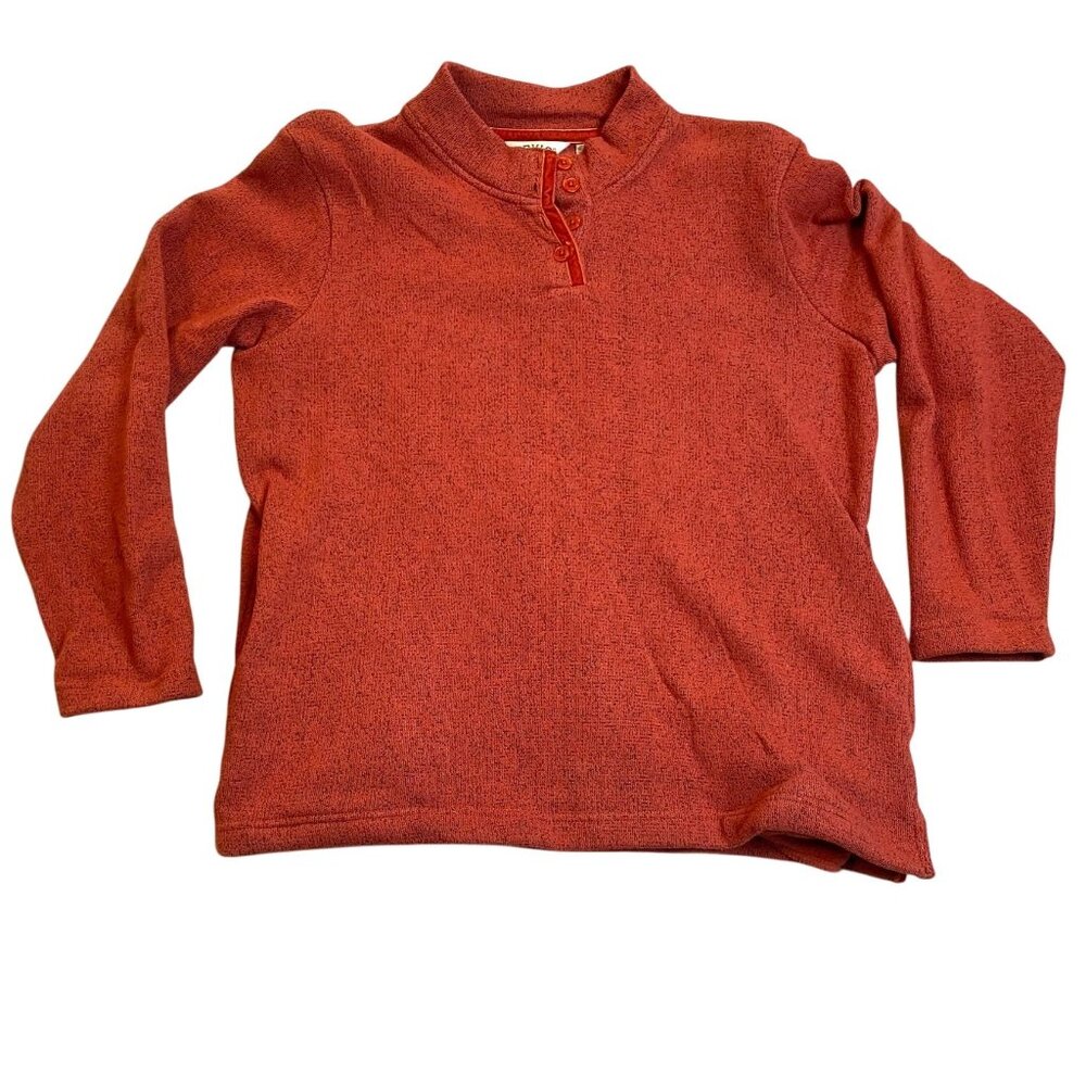 Orvis Womans Henley Sweater Large Red Heathered Long-Sleeve Pullover Cozy Lounge